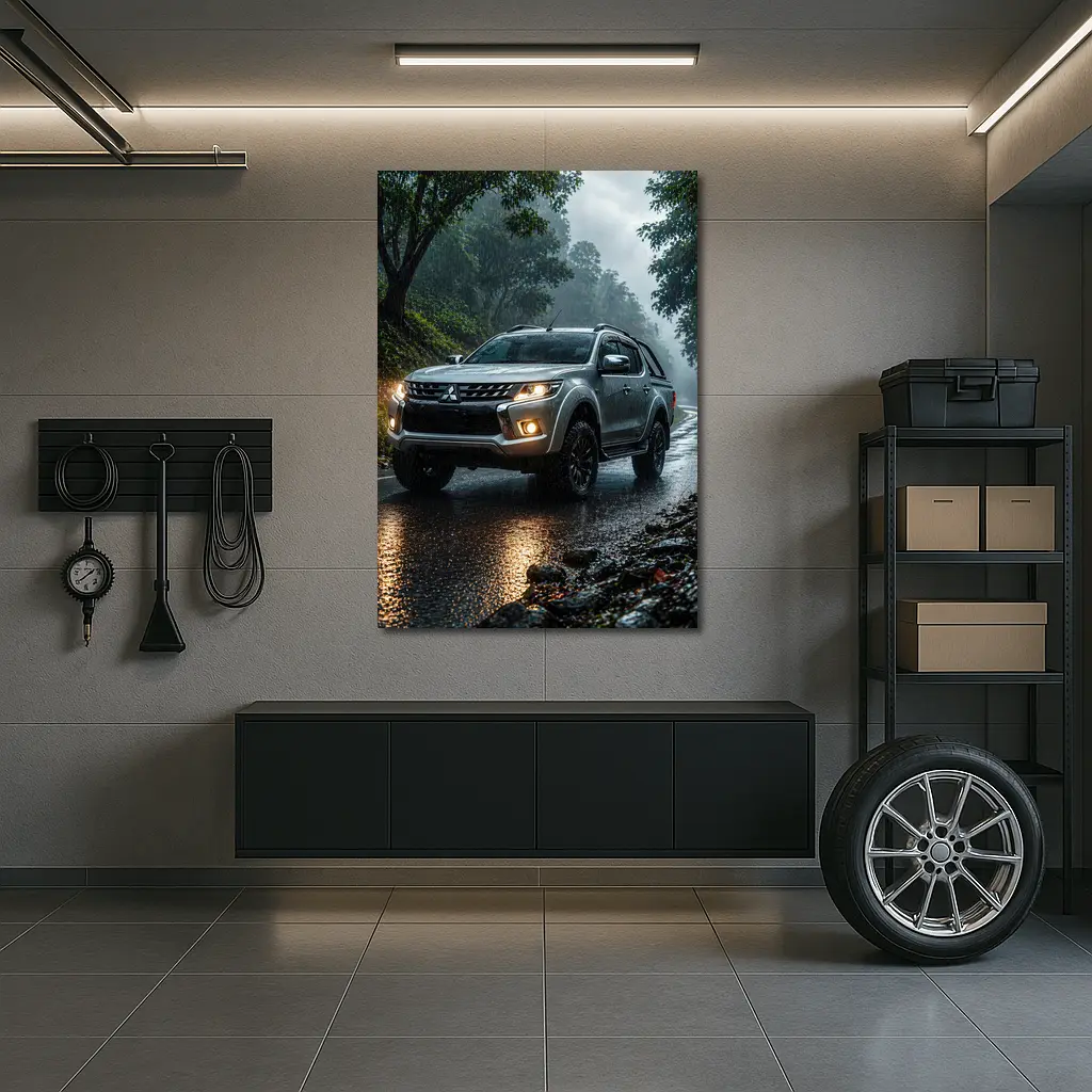 Mitsubishi L200 Triton Rainy Forest Road – Wall Art