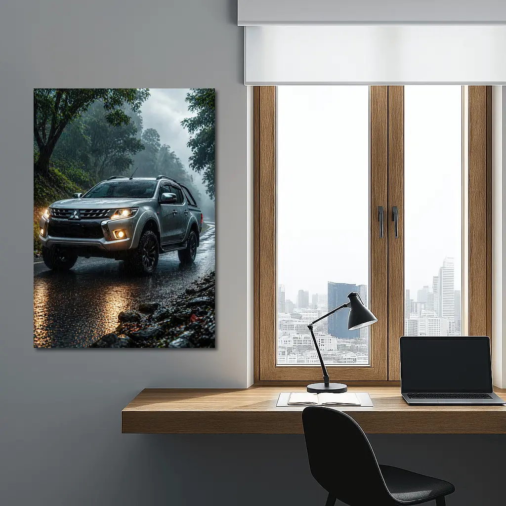 Mitsubishi L200 Triton Rainy Forest Road – Wall Art