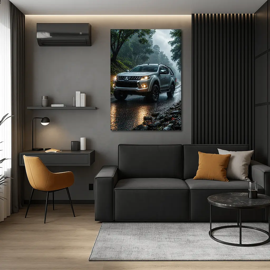 Mitsubishi L200 Triton Rainy Forest Road – Wall Art