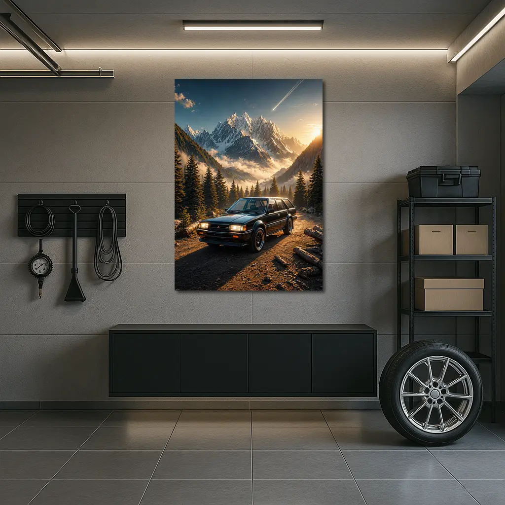 Mitsubishi Classic Wagon Snowy Mountain Forest – Wall Art