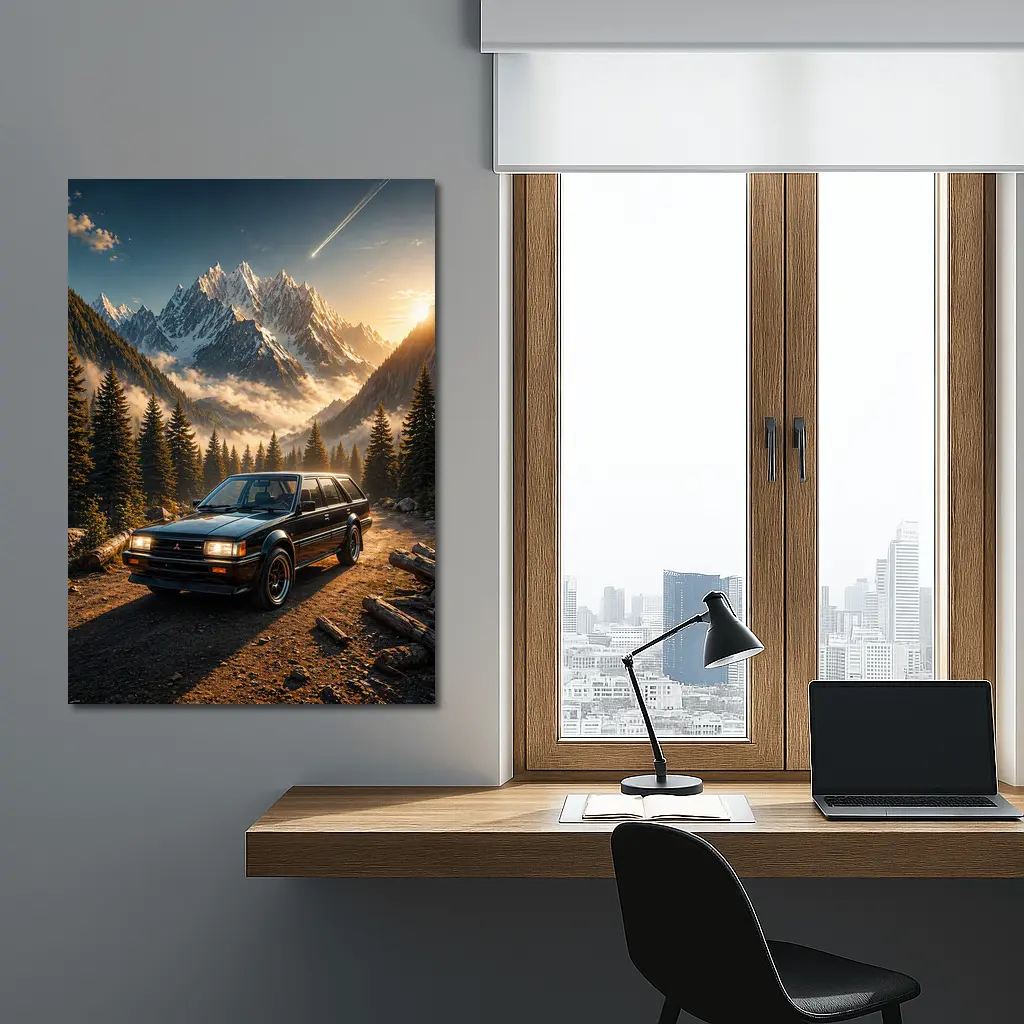 Mitsubishi Classic Wagon Snowy Mountain Forest – Wall Art