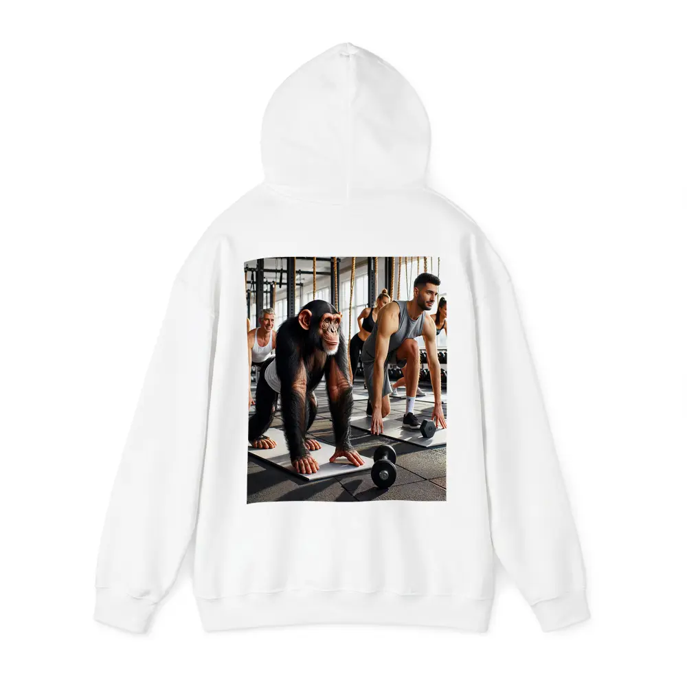 Chimpanzee Working Out in Gym With Humans – Hoodies