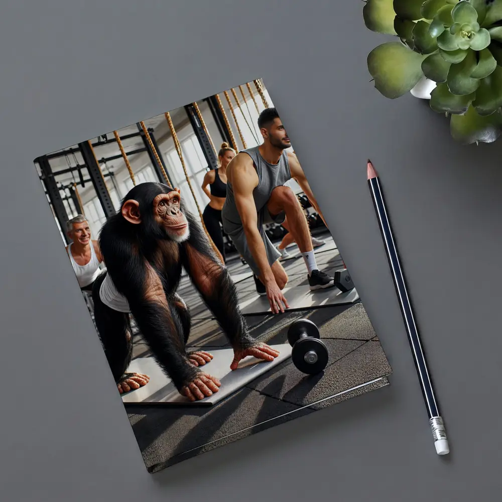 Chimpanzee Working Out in Gym With Humans – Notebooks