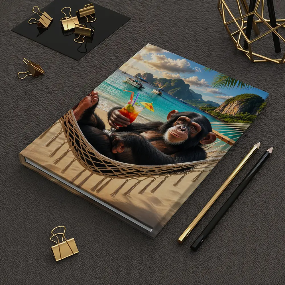Chimpanzee Relaxing on Beach Hammock Tropical – Notebooks