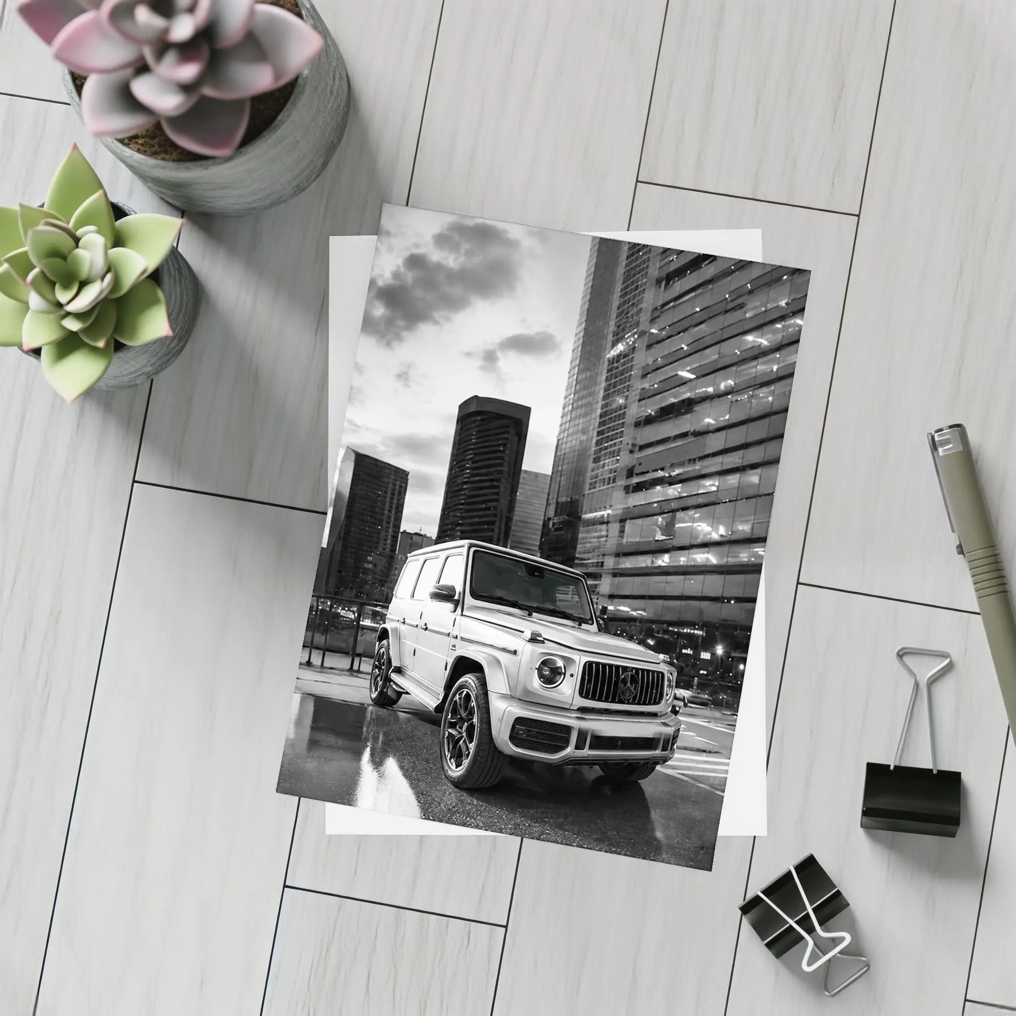 Mercedes G Class Wet City Night Scene – Postcards