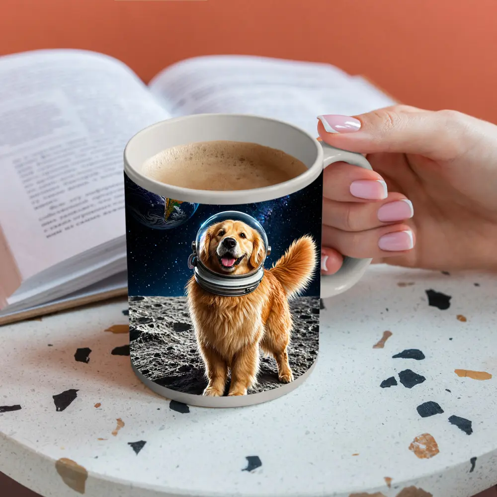 Golden Retriever Astronaut Dog On Moon – Mugs