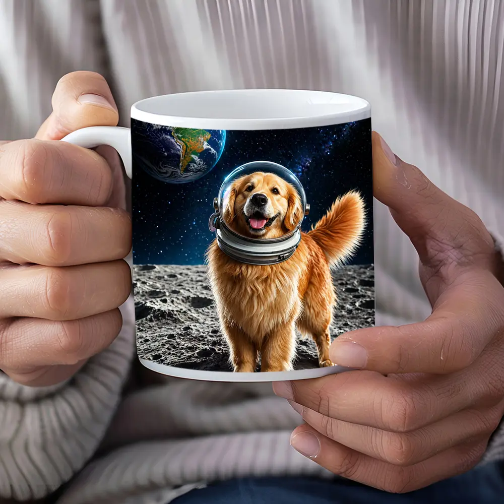 Golden Retriever Astronaut Dog On Moon – Mugs
