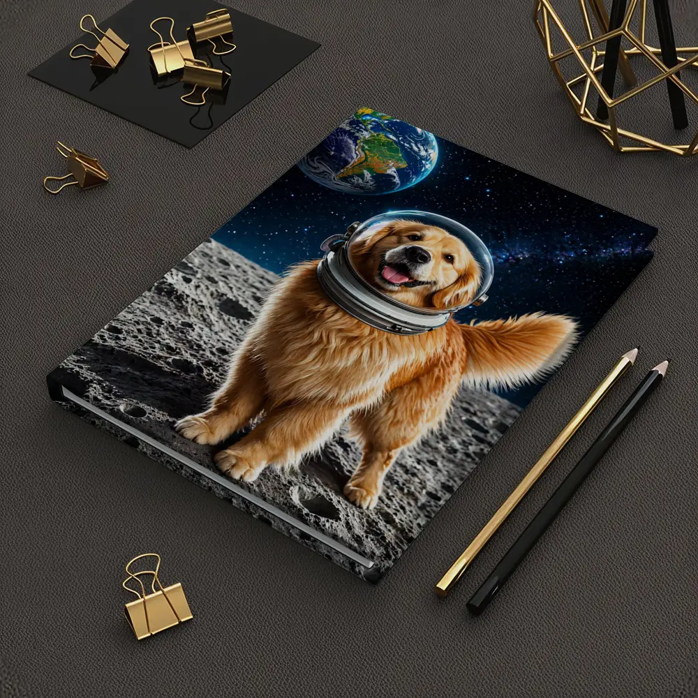 Golden Retriever Astronaut Dog On Moon – Notebooks