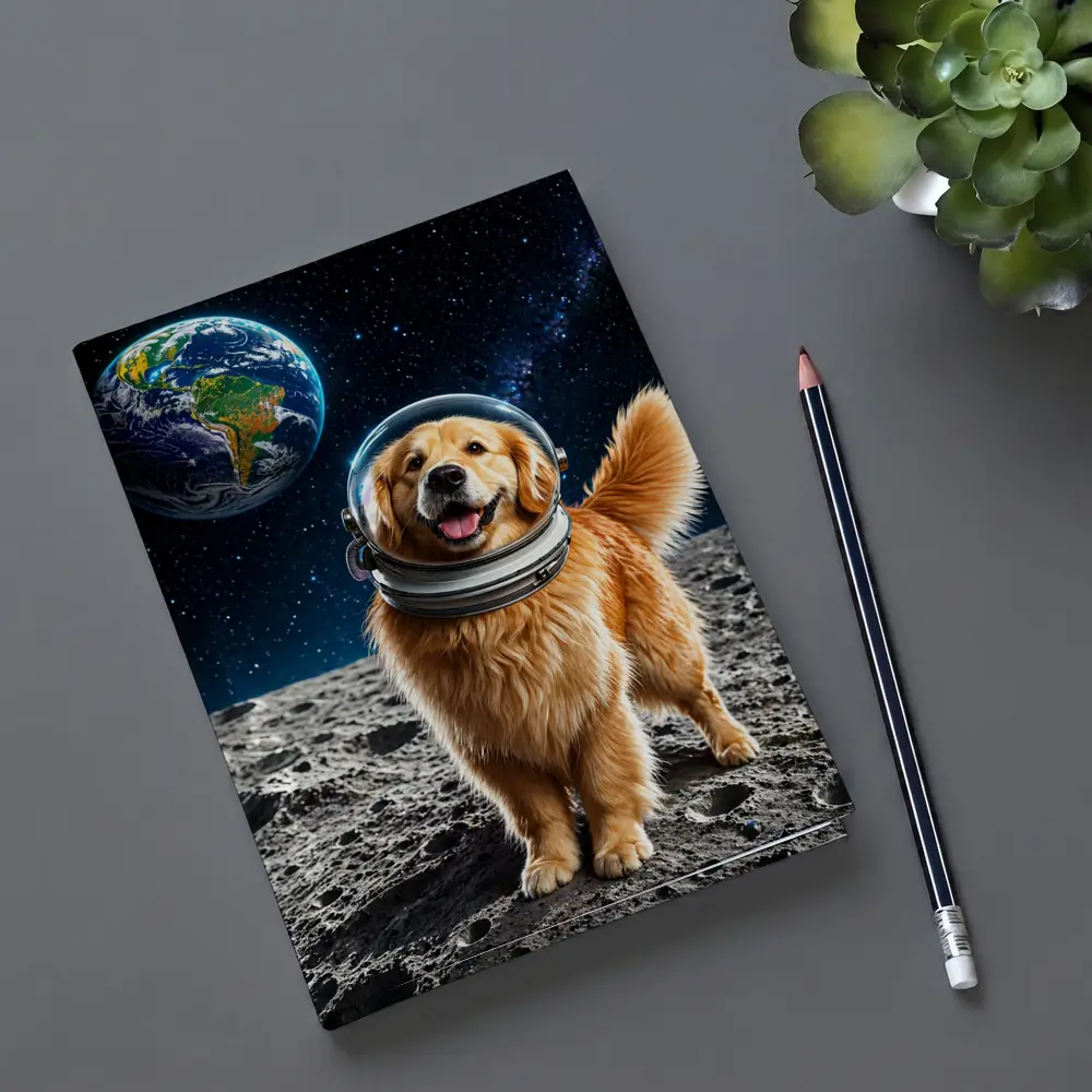 Golden Retriever Astronaut Dog On Moon – Notebooks