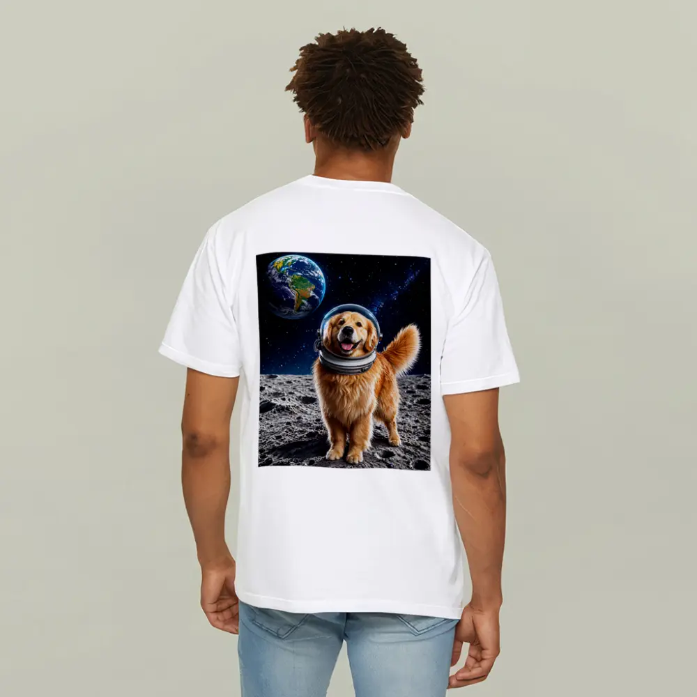 Golden Retriever Astronaut Dog On Moon – T-Shirts