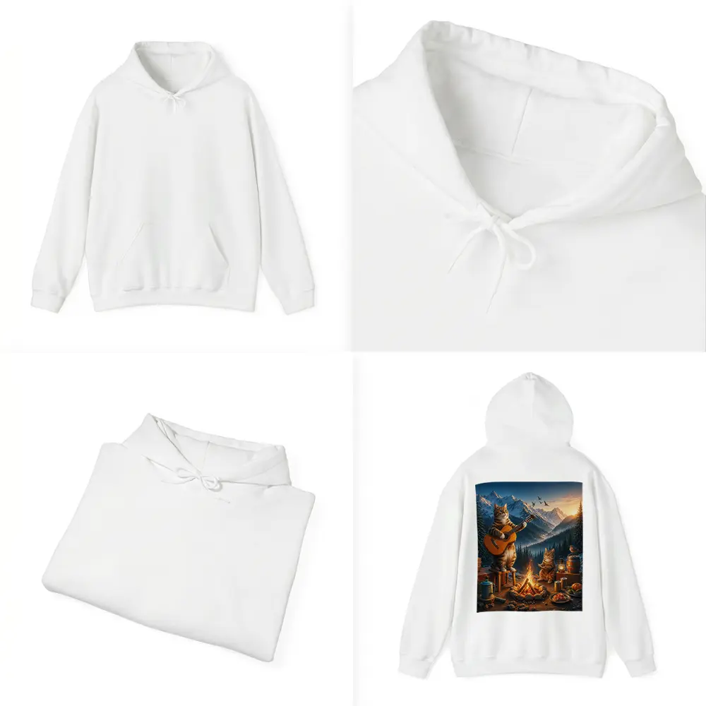 Cats Playing Guitar by Mountain Campfire – Hoodies