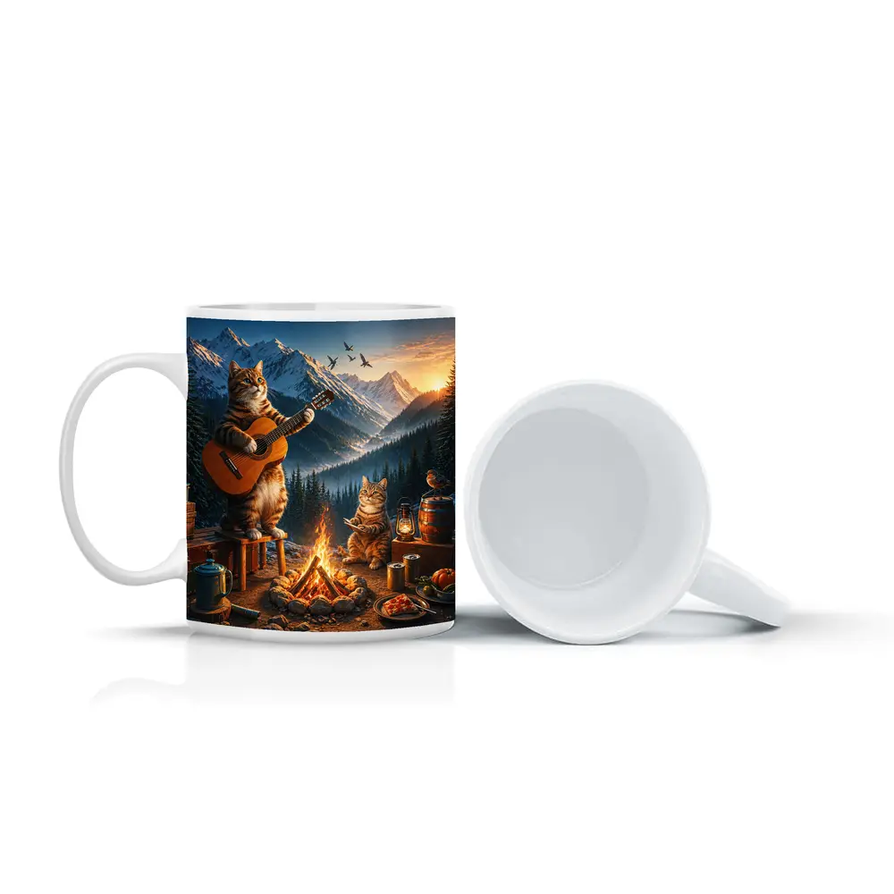 Cats Playing Guitar by Mountain Campfire – Mugs