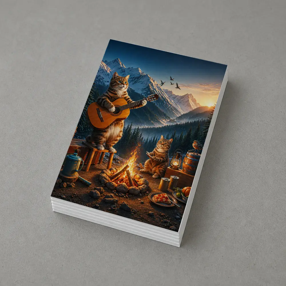 Cats Playing Guitar by Mountain Campfire – Postcards