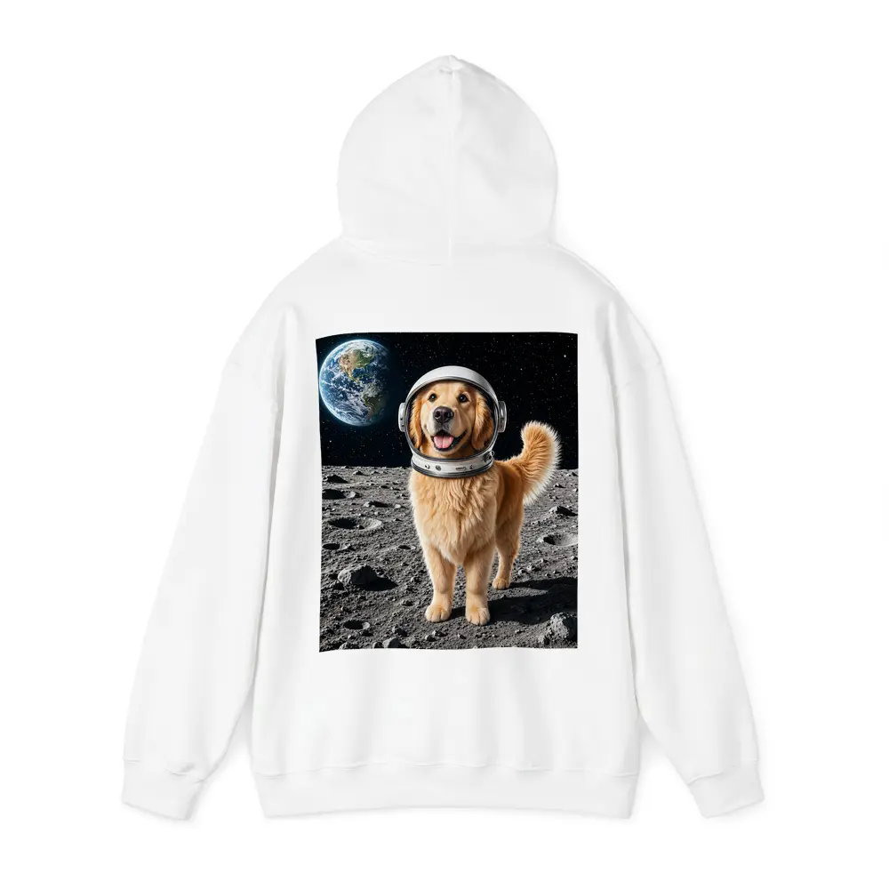 Golden Retriever Astronaut Standing On Moon – Hoodies