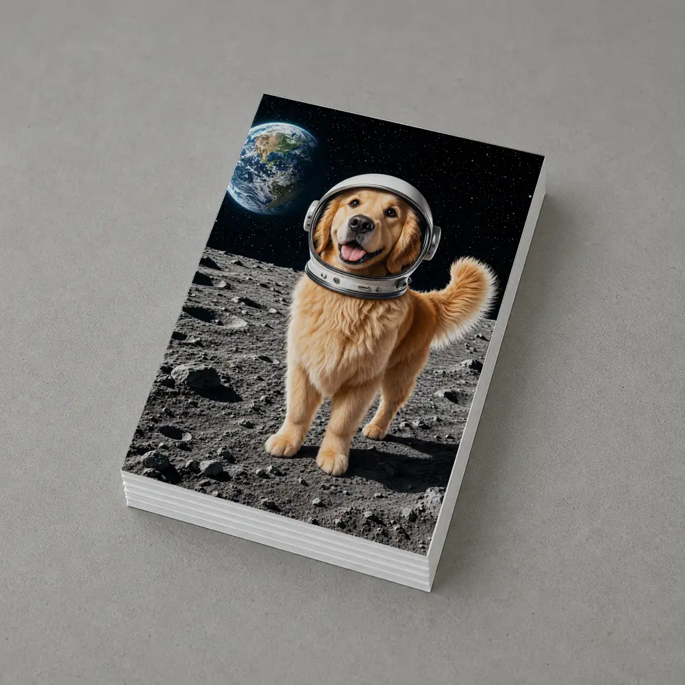 Golden Retriever Astronaut Standing On Moon – Postcards