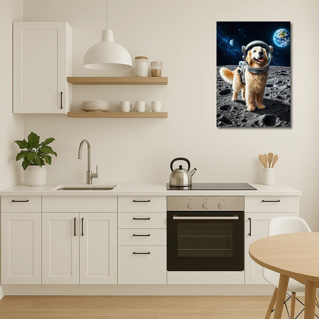 Golden Retriever Astronaut Dog On Moon – Wall Art