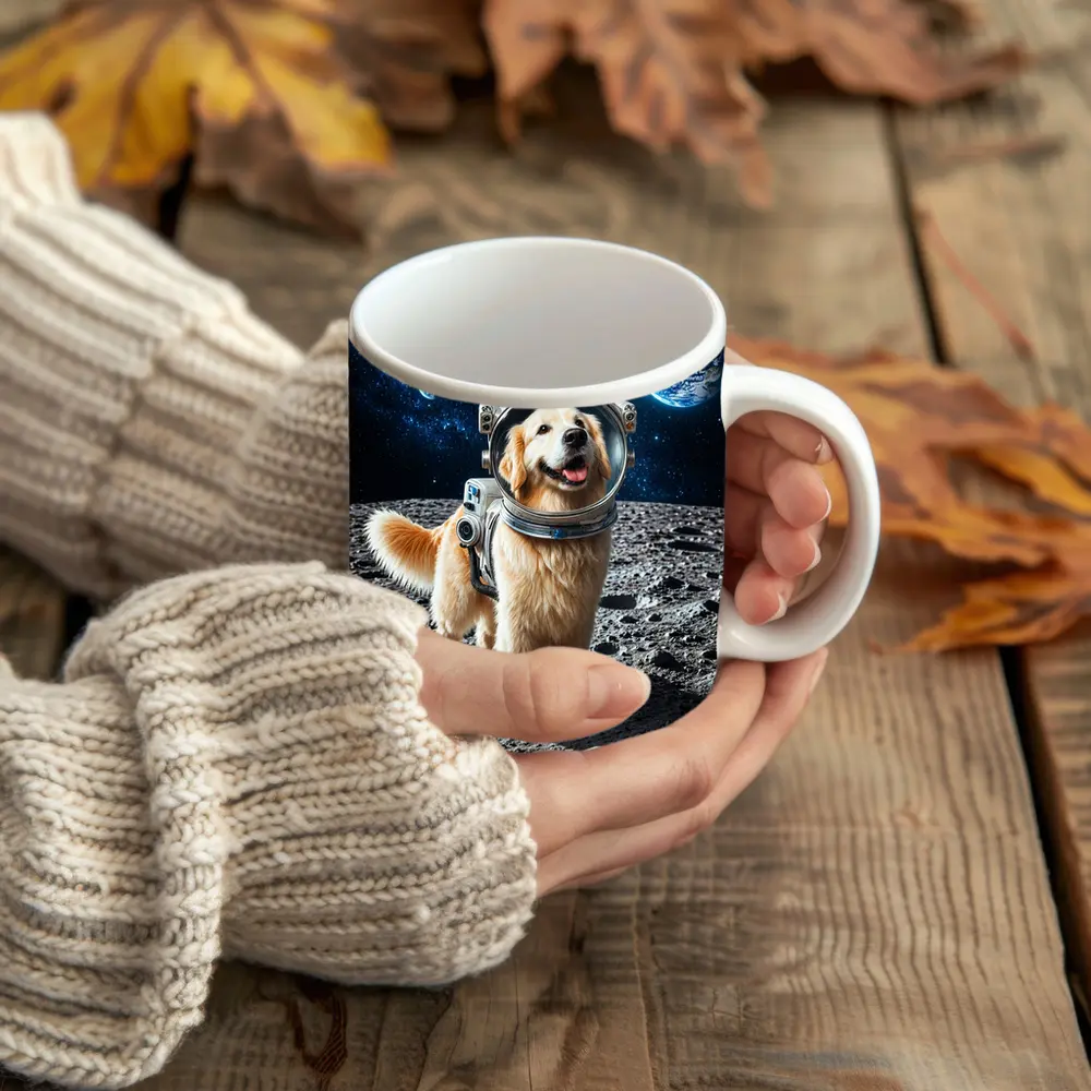 Golden Retriever Astronaut Dog On Moon – Mugs