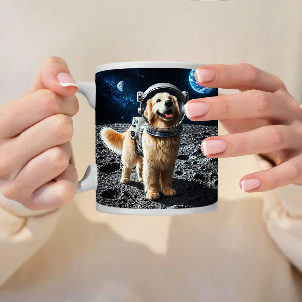 Golden Retriever Astronaut Dog On Moon – Mugs