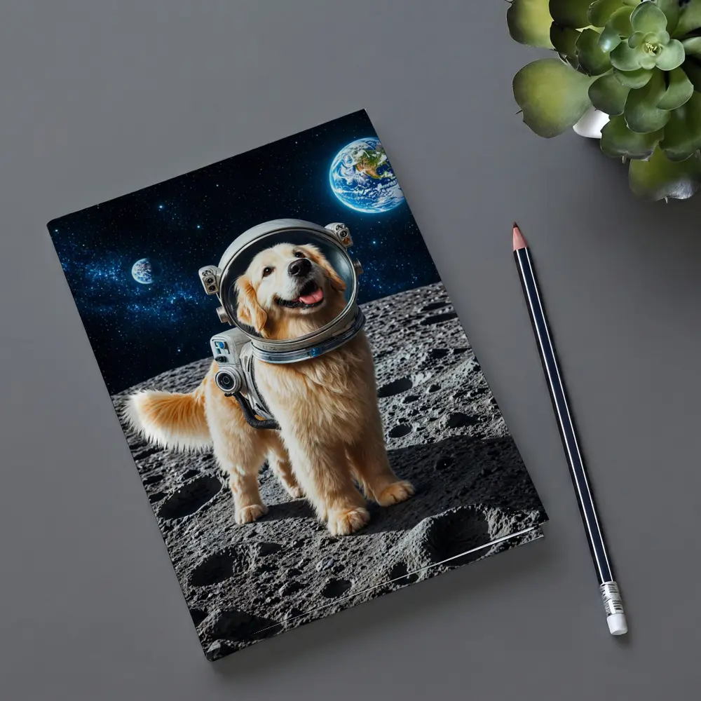 Golden Retriever Astronaut Dog On Moon – Notebooks