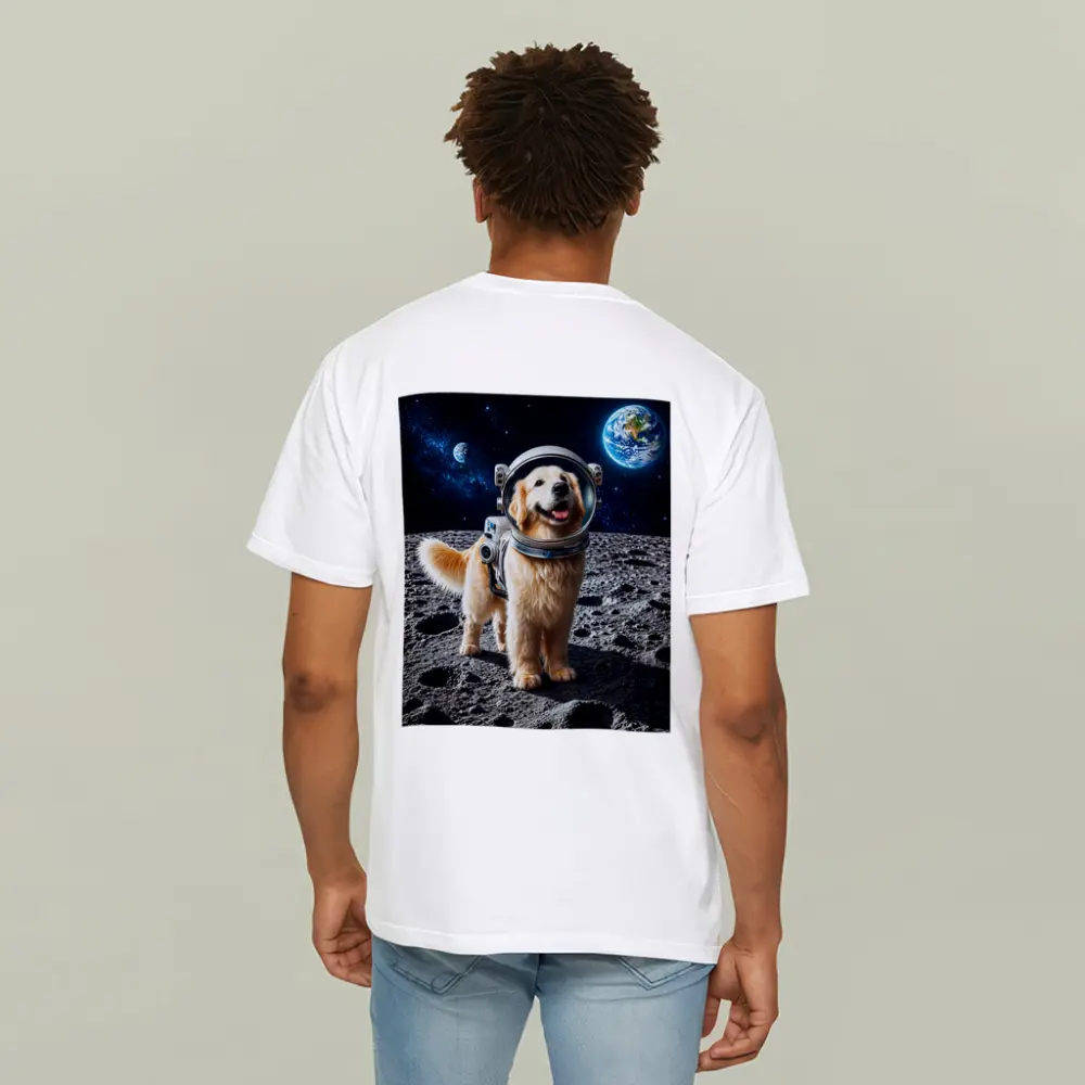 Golden Retriever Astronaut Dog On Moon – T-Shirts