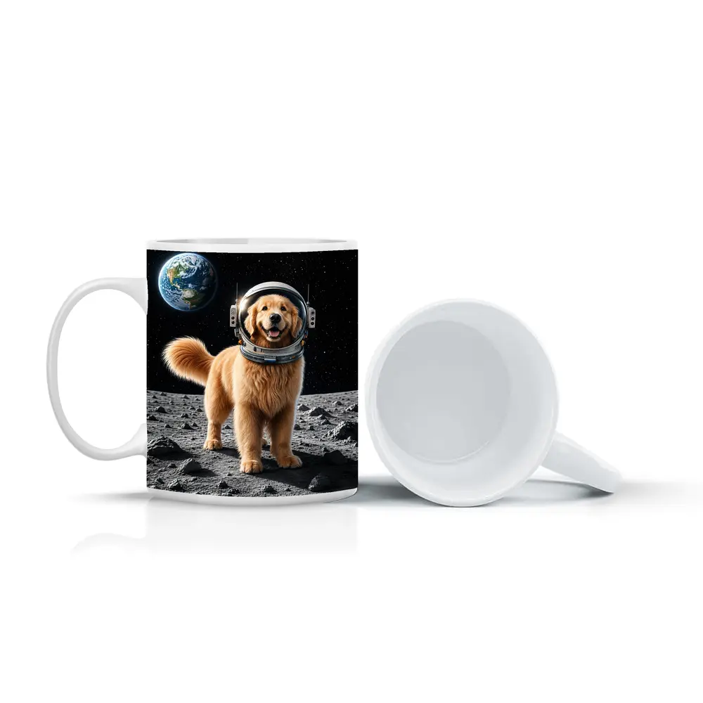 Golden Retriever Astronaut On The Moon – Mugs