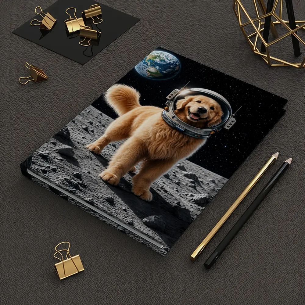 Golden Retriever Astronaut On The Moon – Notebooks
