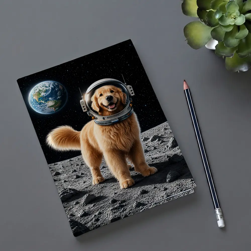 Golden Retriever Astronaut On The Moon – Notebooks