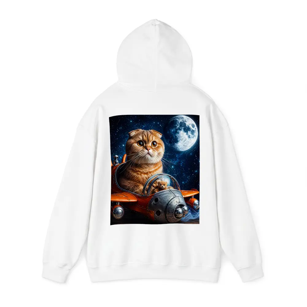 Scottish Fold Cat Riding Space Rocket Moon – Hoodies