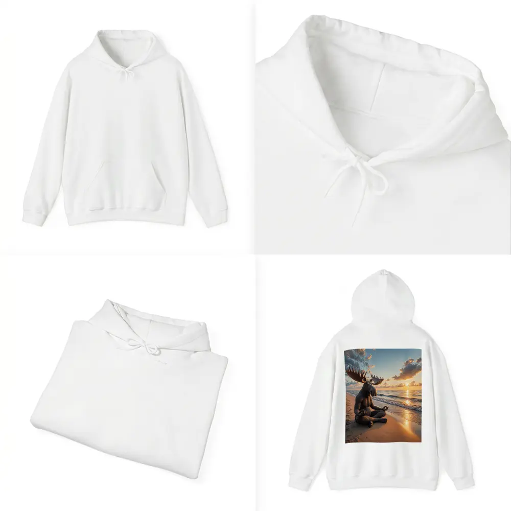 Meditating Moose Sitting on Sunset Beach – Hoodies