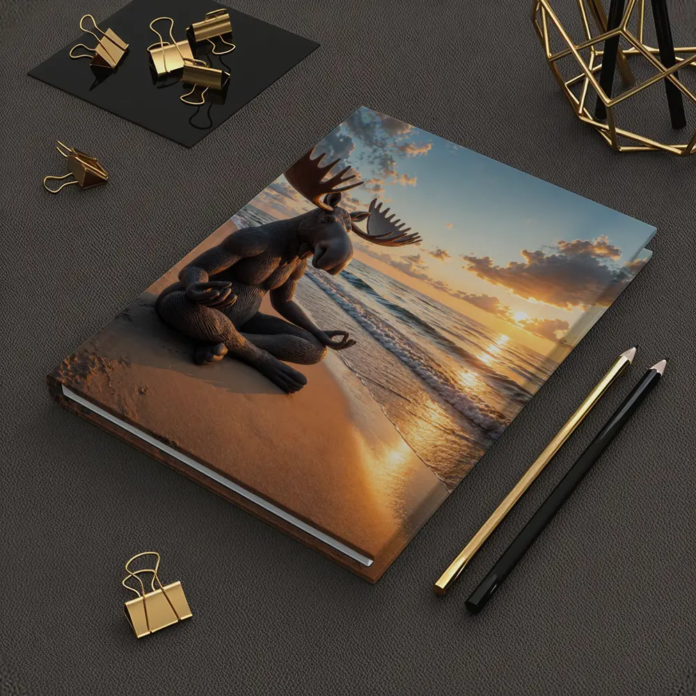 Meditating Moose Sitting on Sunset Beach – Notebooks