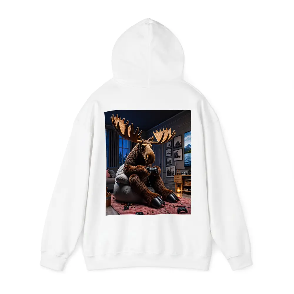 Moose Playing Video Games Living Room – Hoodies