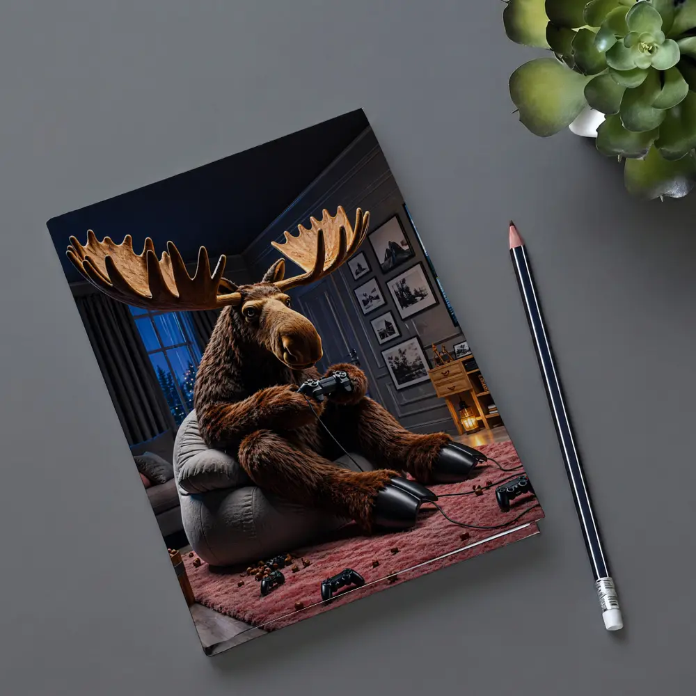 Moose Playing Video Games Living Room – Notebooks