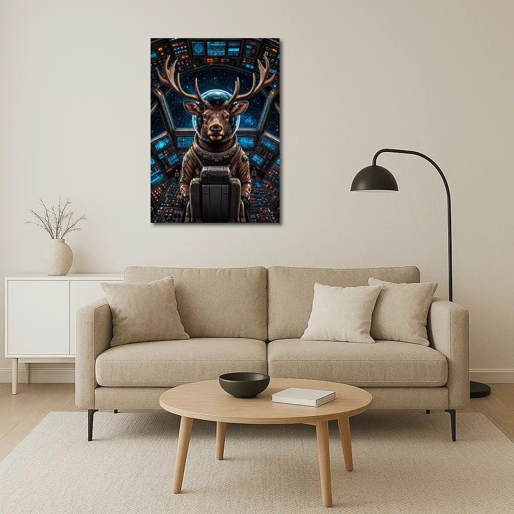 Deer Astronaut In Space Cockpit – Wall Art