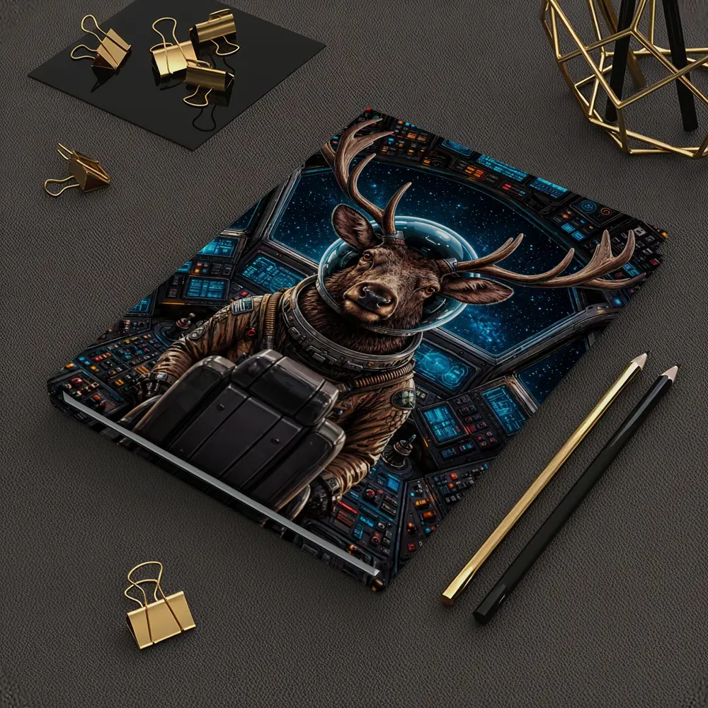 Deer Astronaut In Space Cockpit – Notebooks