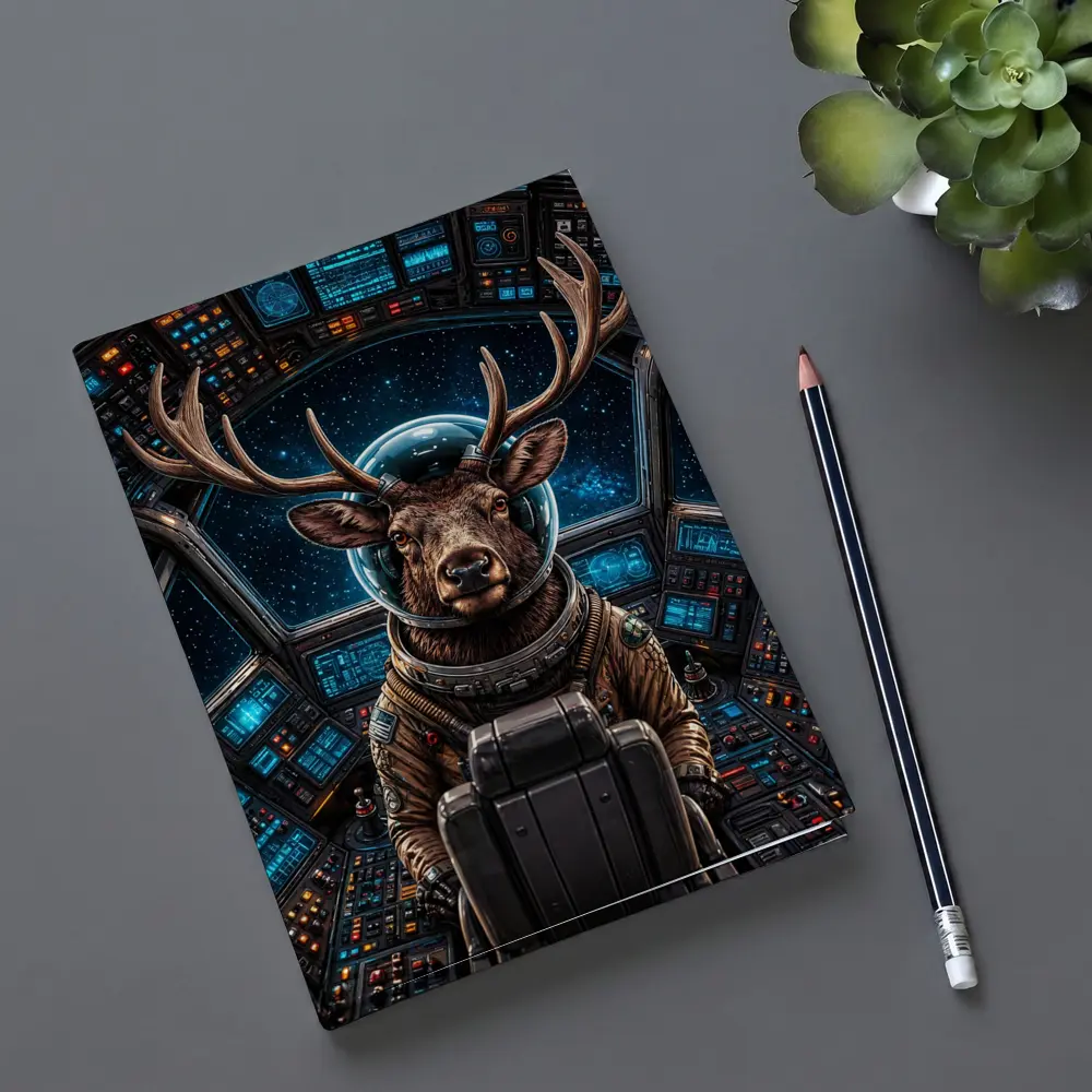 Deer Astronaut In Space Cockpit – Notebooks