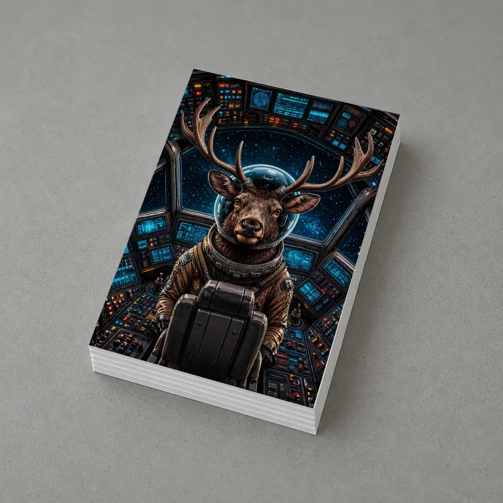 Deer Astronaut In Space Cockpit – Postcards