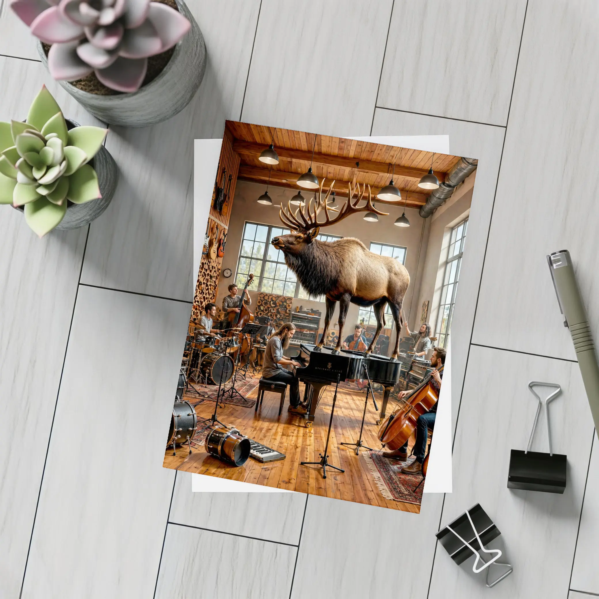 Elk In Music Studio With Band – Postcards