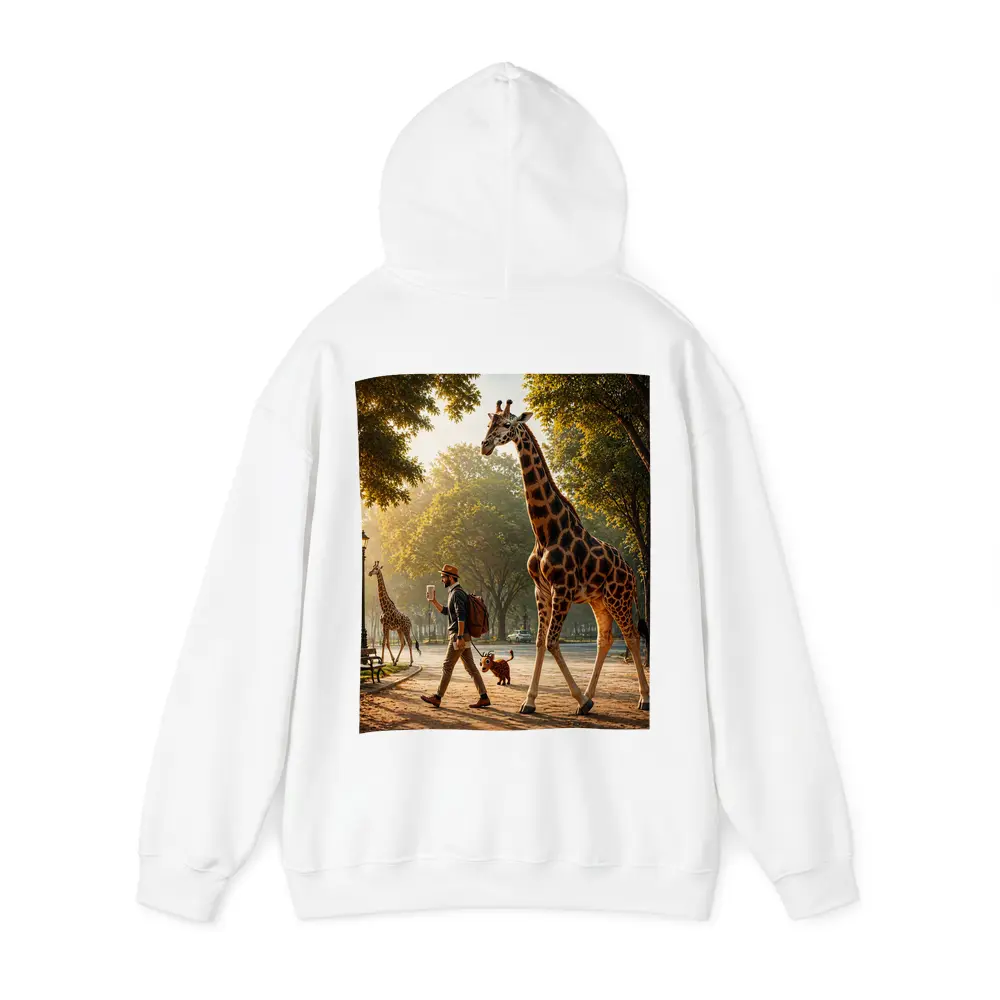 Man Walking Giraffe In Sunny Park – Hoodies