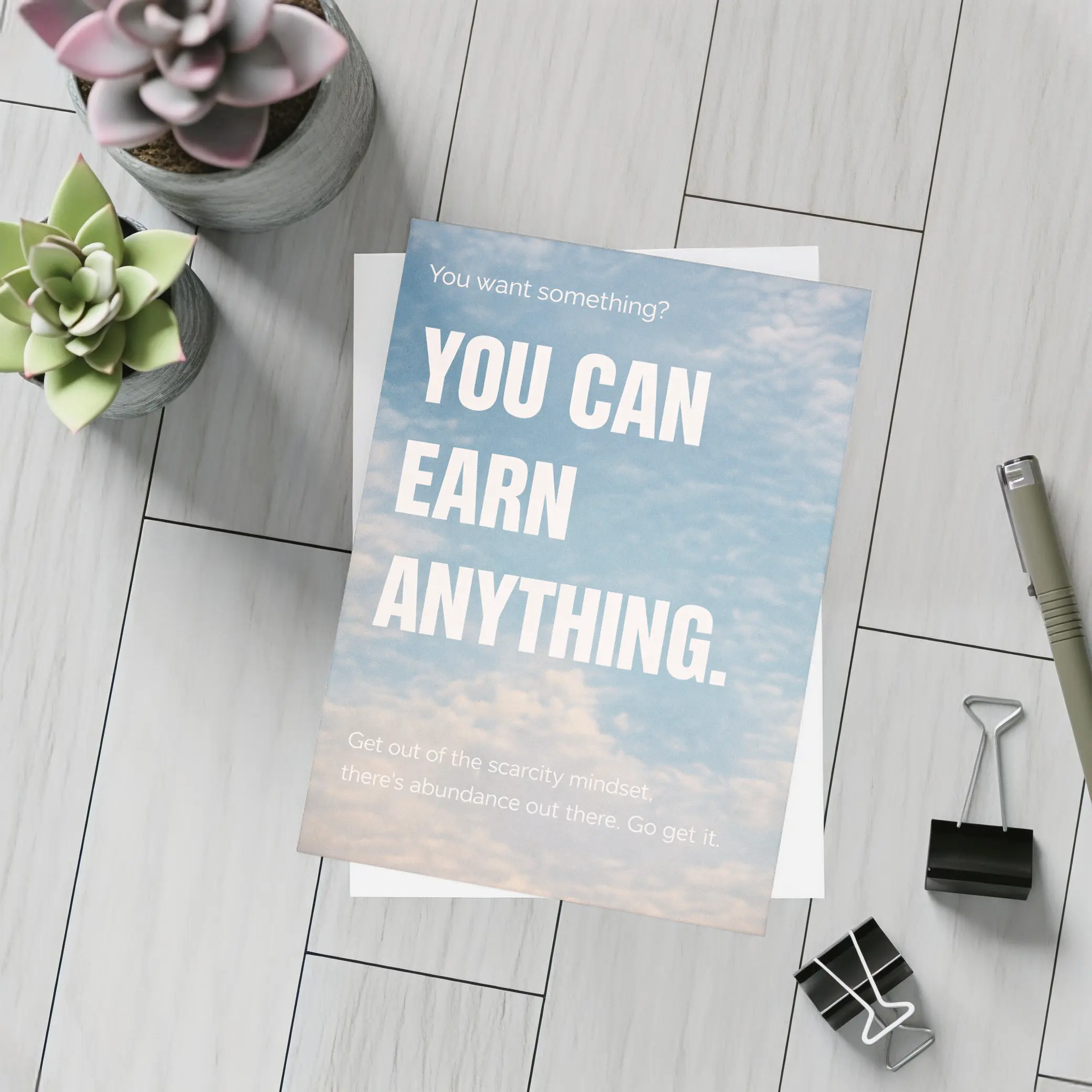You Can Earn Anything Sky Motivational Quote – Postcards