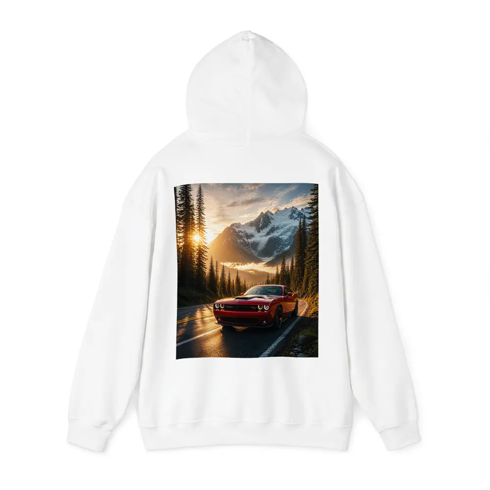Dodge Challenger Red Mountain Road Sunset – Hoodies