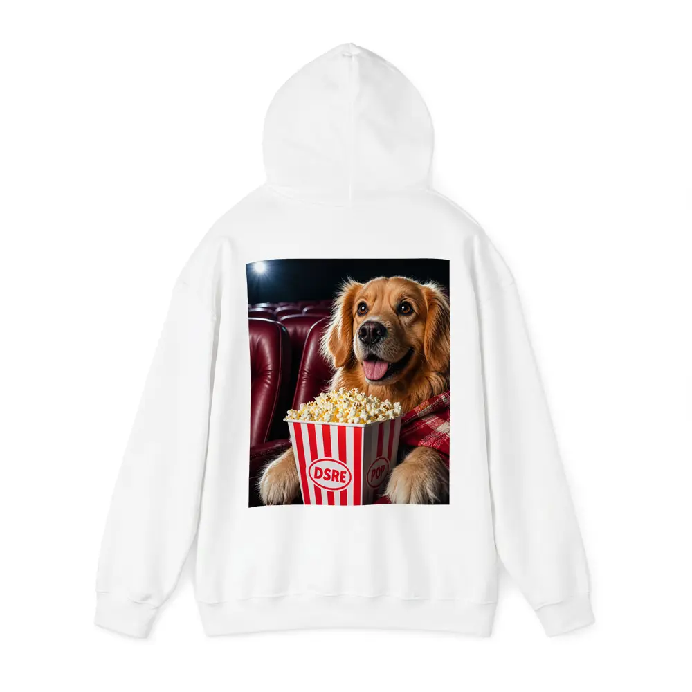 Golden Retriever Dog at Cinema with Popcorn – Hoodies