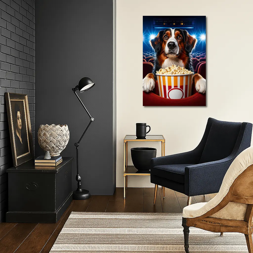 Bernese Mountain Dog Cinema Popcorn Night – Wall Art