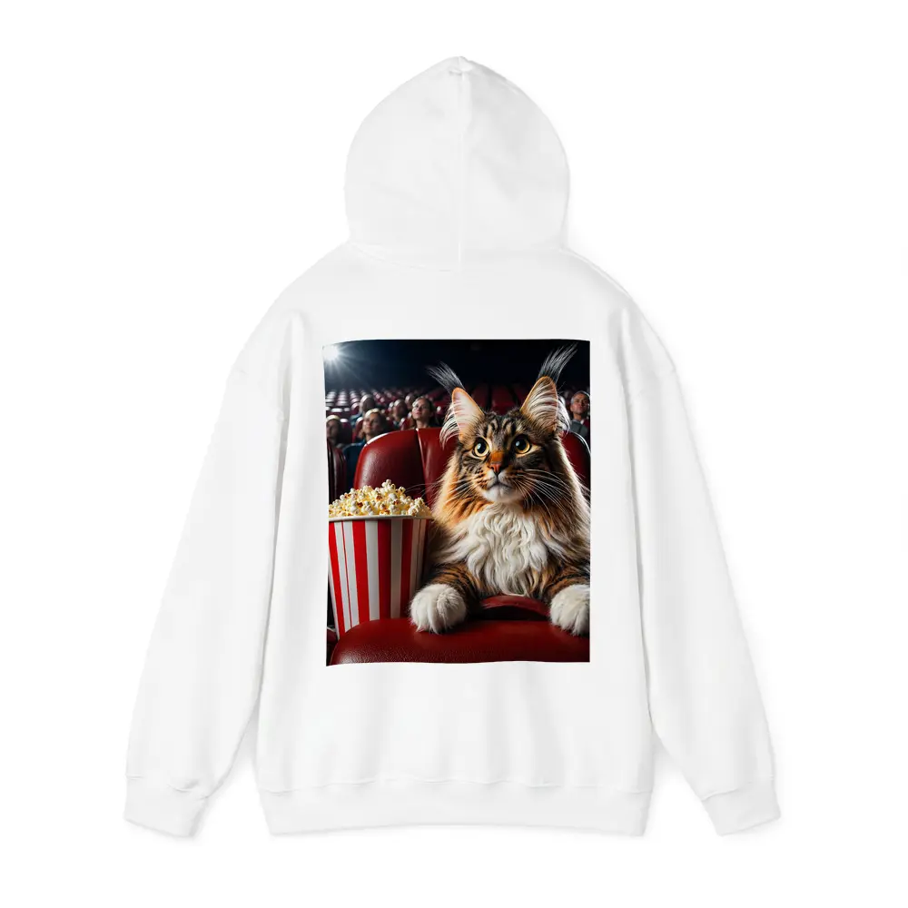 Maine Coon Cat At Cinema With Popcorn – Hoodies