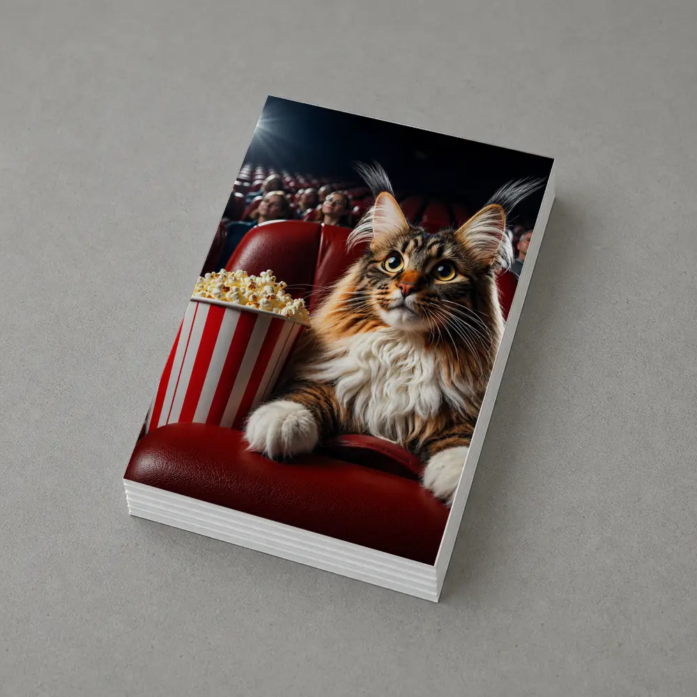Maine Coon Cat At Cinema With Popcorn – Postcards