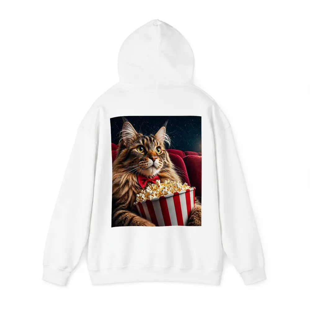 Maine Coon Cat Watching Movie With Popcorn – Hoodies