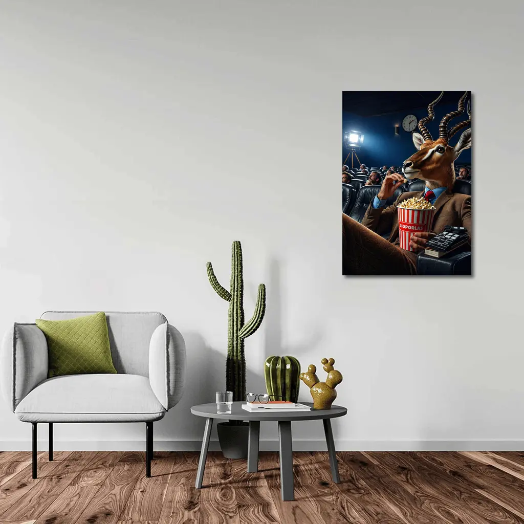 Antelope in Suit Watching Movie Cinema – Wall Art