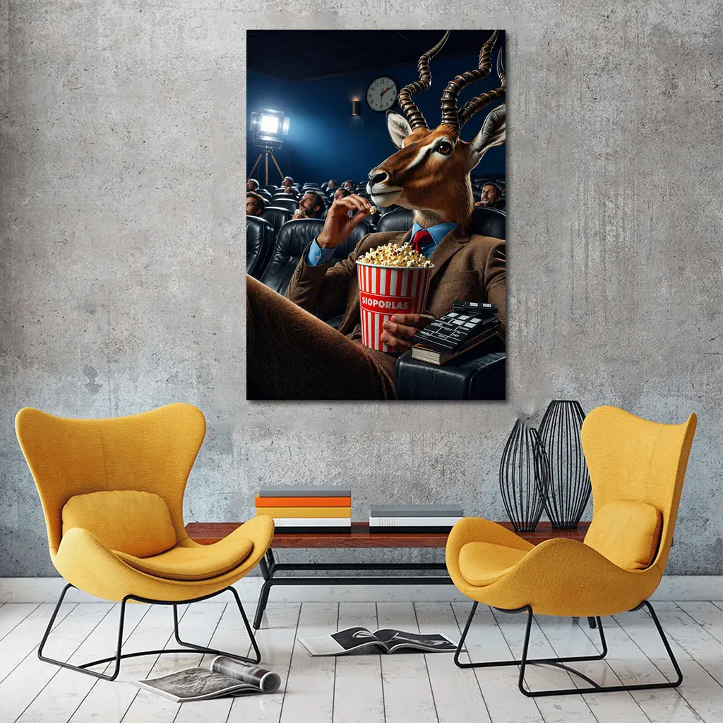 Antelope in Suit Watching Movie Cinema – Wall Art
