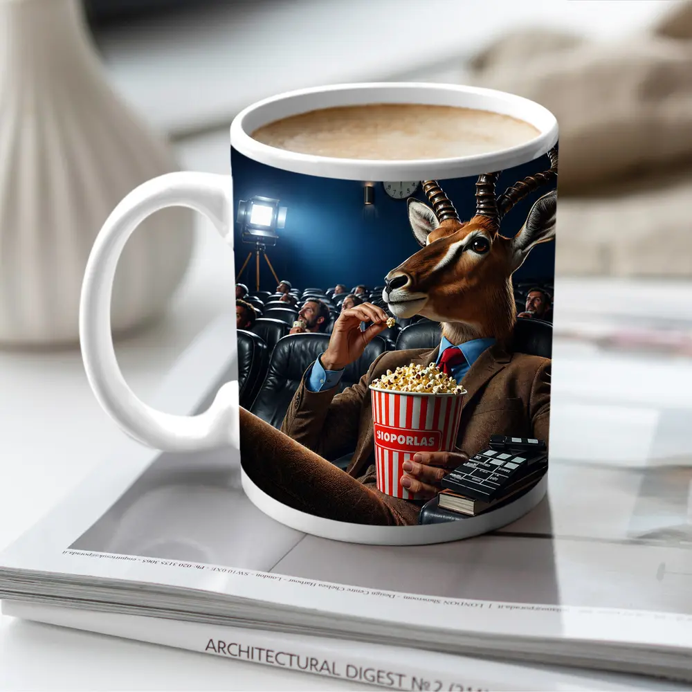 Antelope in Suit Watching Movie Cinema – Mugs