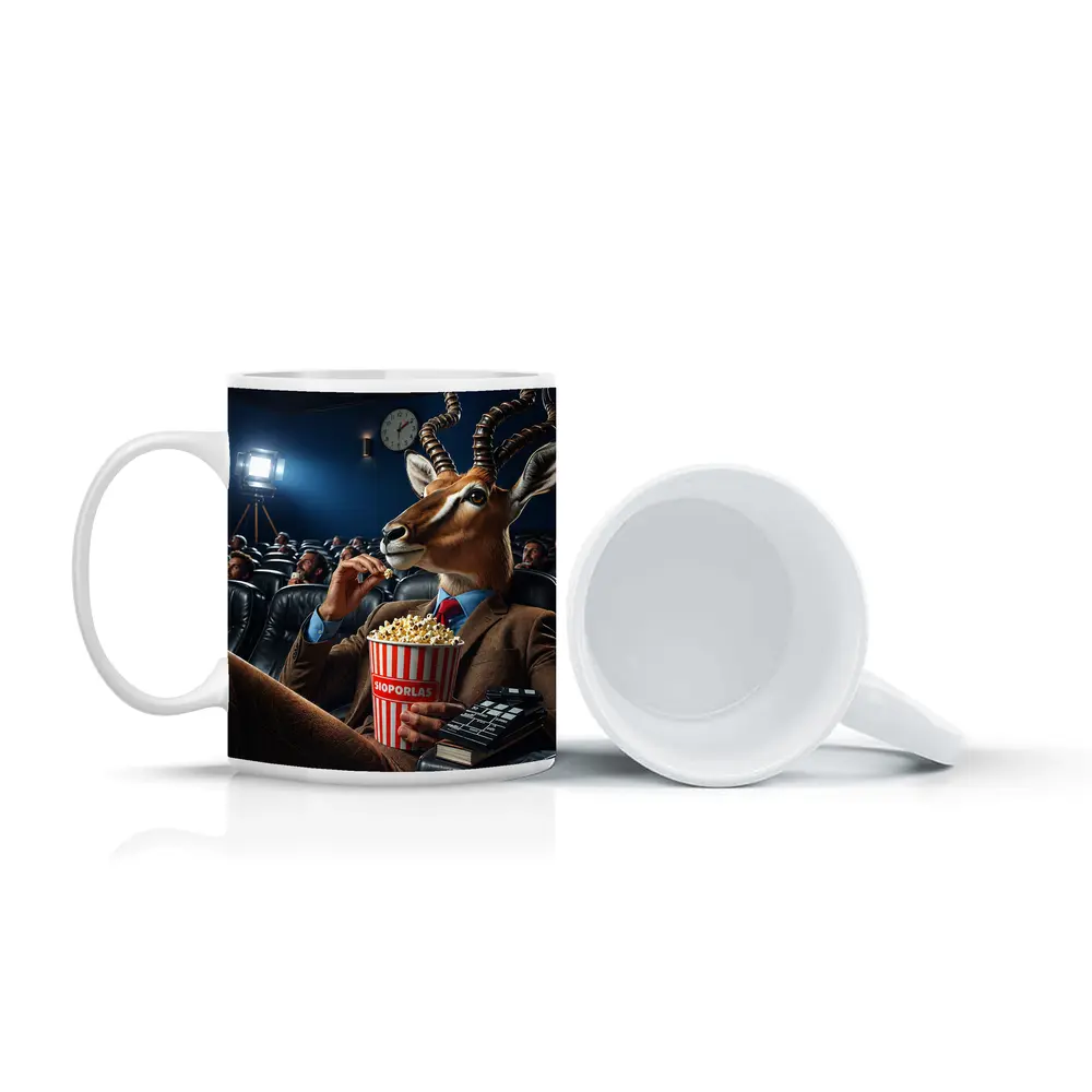 Antelope in Suit Watching Movie Cinema – Mugs