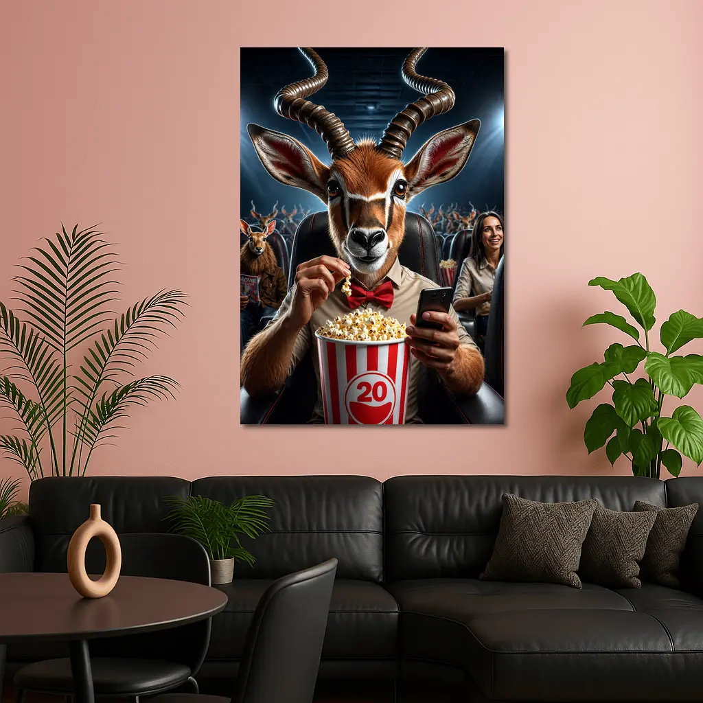 Antelope Eating Popcorn At Movie Theater – Wall Art